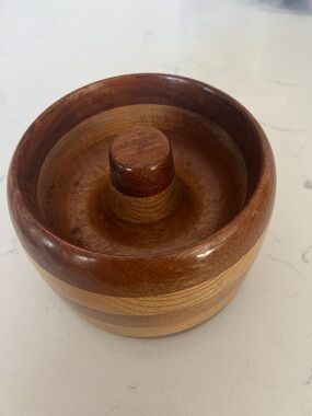 Striped Handturned Wood  Dish - Two-Tone Grain